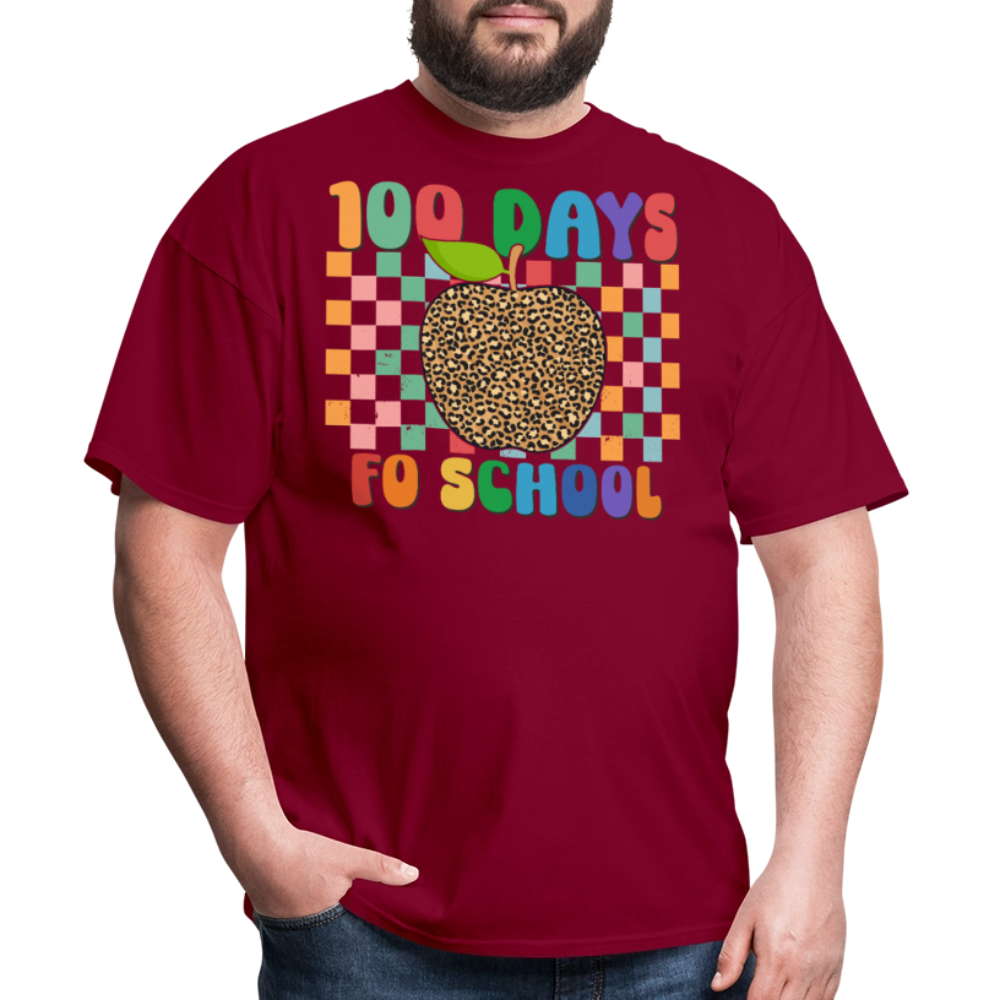 Leopard Print 100 Days of School Shirt Teacher Gifts Unisex T-shirt - burgundy