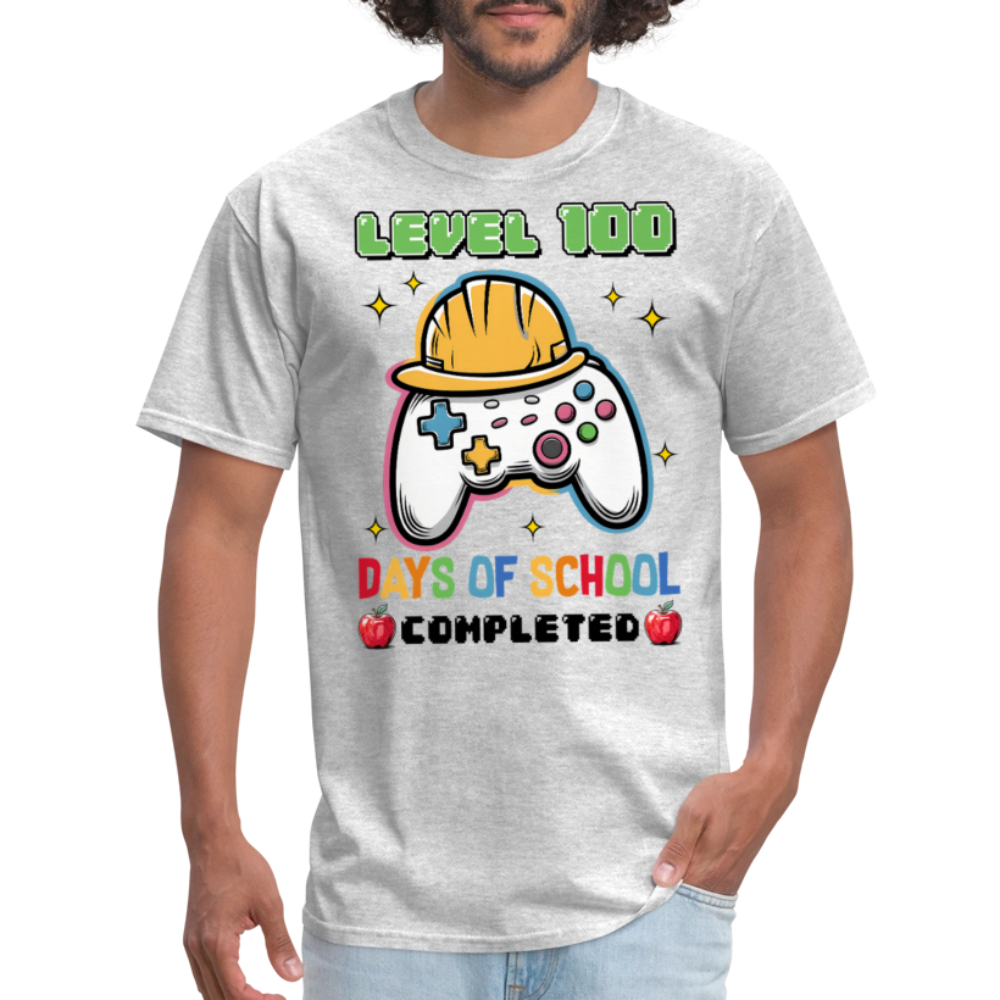 Level 100 Days Of School Gamer Shirt Level Up School Milestone T-shirt - heather gray