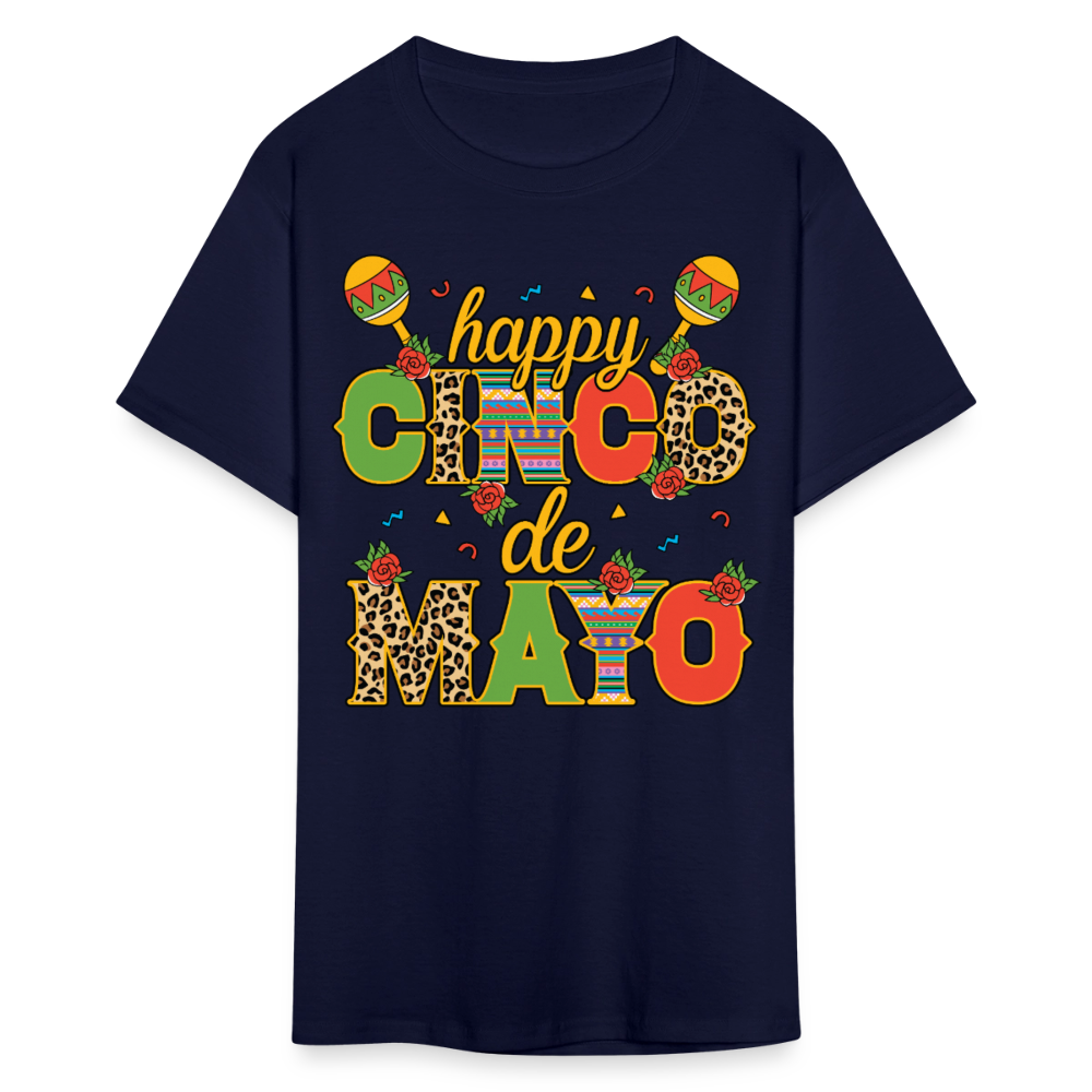 Leopard Print Cinco de Mayo Celebration T-shirt - navy