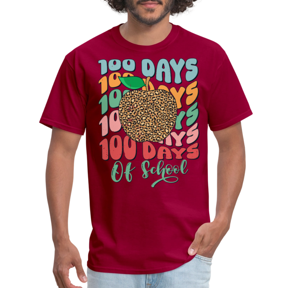 Leopard print 100 Days Of School Teacher Appreciation Gifts T-shirt - dark red