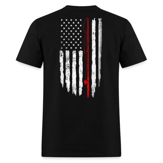 American Flag Patriotic Fishing T-Shirt - black