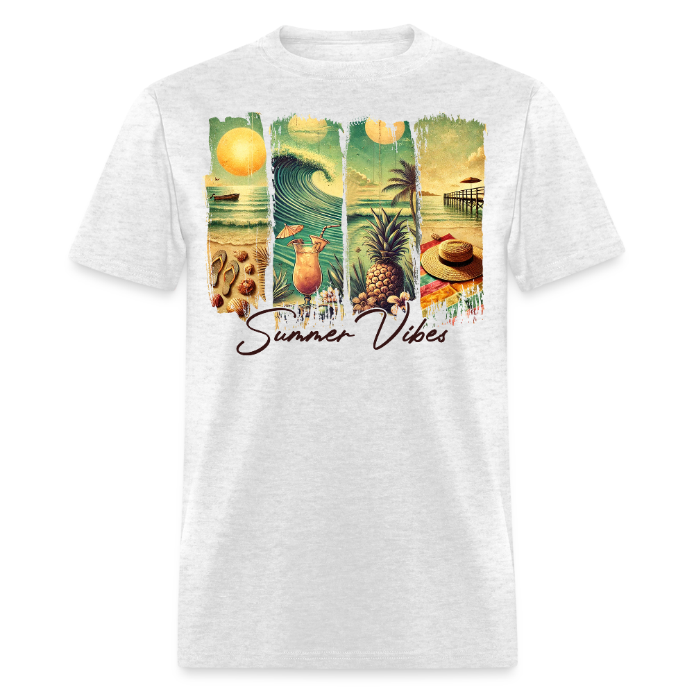 Vintage Summer Vibes Tropical Vacation T-shirt - light heather gray