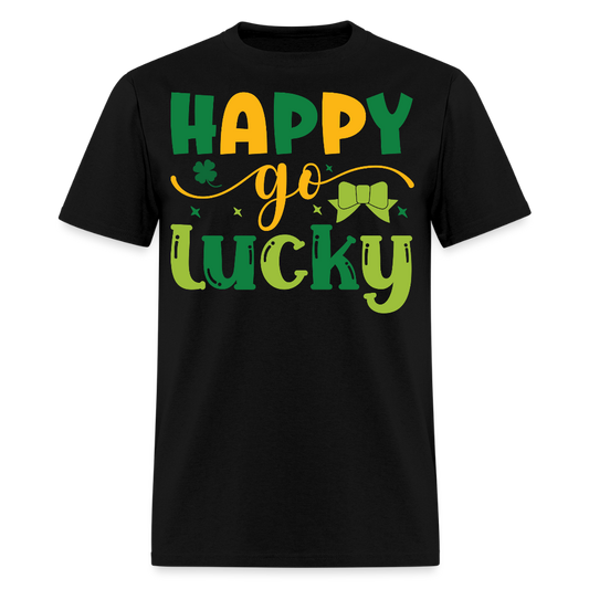 St Patrick’s Day Happy Go Lucky T-shirt - black