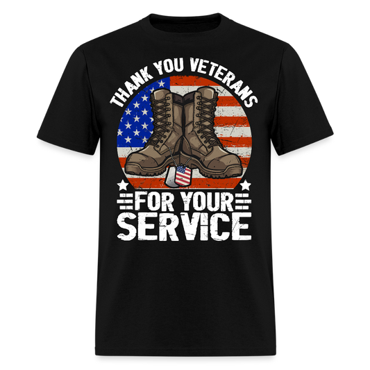 Thank You Veterans For Your Service American Flag Military T-Shirt - black