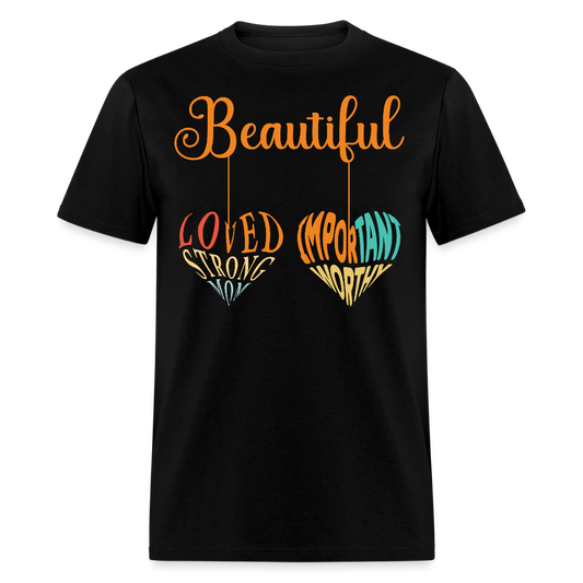Empowering Words Tee Beautiful And Loved Graphic T-shirt - black