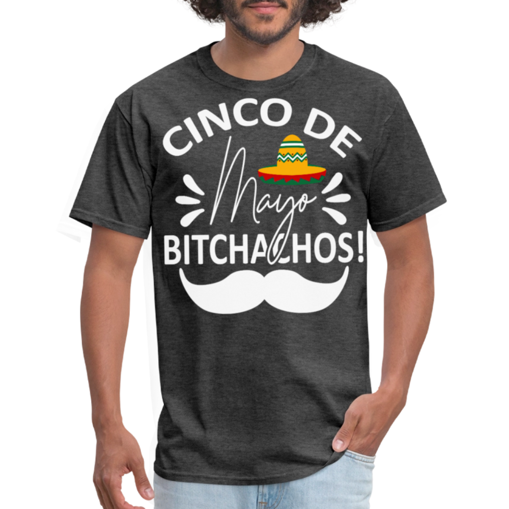 Cinco de Mayo Drinking Shirt with Mustache Funny Fiesta T-shirt - heather black