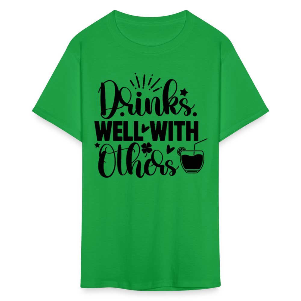 St. Patrick's Day Tee – Drinks Well with Others Shirt - bright green