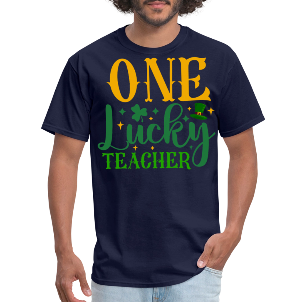 Lucky Teacher St Patrick’s Day Clover T-shirt - navy