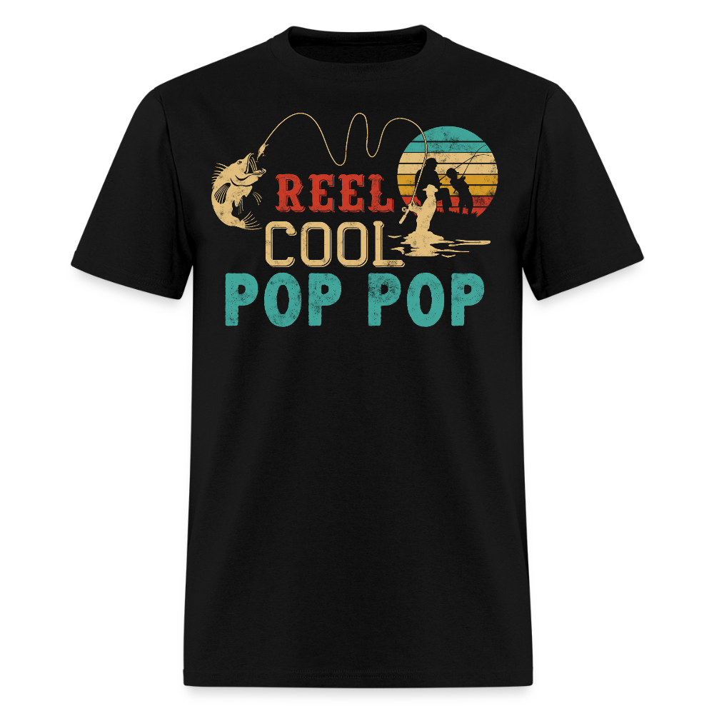 Reel Cool Pop Pop Father's Day Fishing T-shirt - black