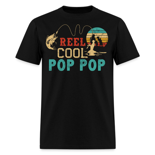 Reel Cool Pop Pop Father's Day Fishing T-shirt - black