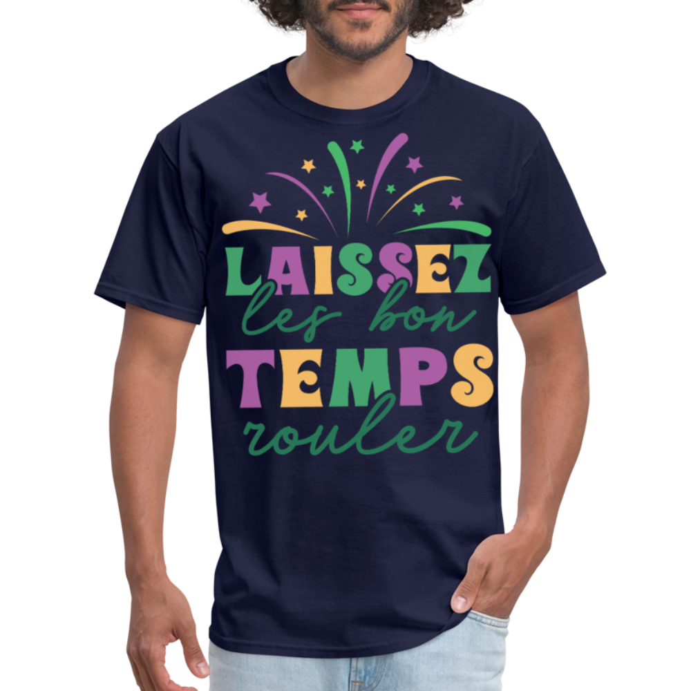 Funny New Orleans Festival Tee Laissez les Bons Temps Rouler T-shirt - navy