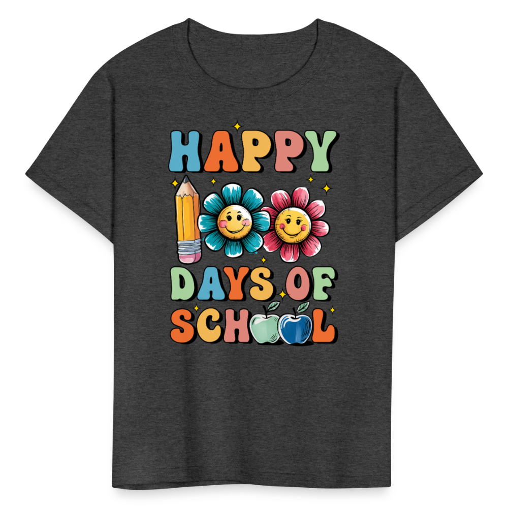 Happy 100 Days Of School Shirt For Kids Back To School Milestone T-shirt - heather black