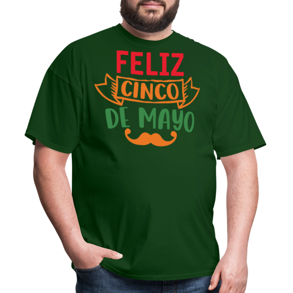 Mexican-themed Graphic Tees Feliz Cinco De Mayo T-shirt - forest green