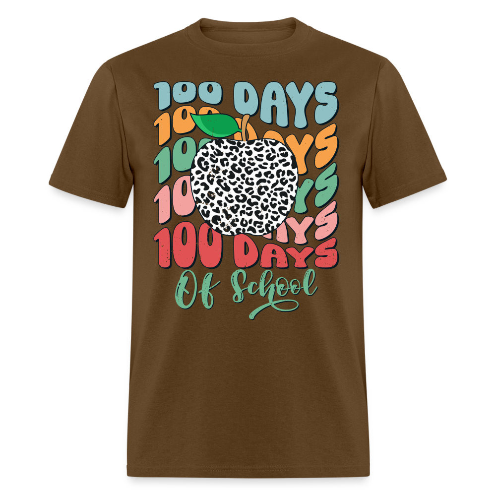 Leopard Print 100 Days of School Tee 100th-day Celebration T-shirt - brown