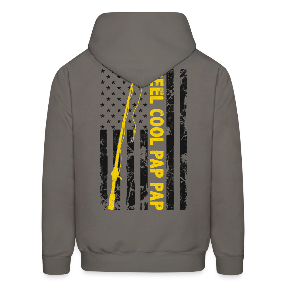 Reel Cool Pap Pap American Flag Fishing Hoodie - asphalt gray
