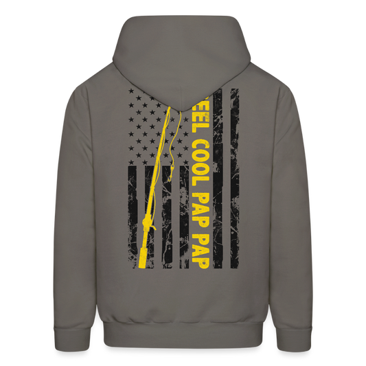 Reel Cool Pap Pap American Flag Fishing Hoodie - asphalt gray