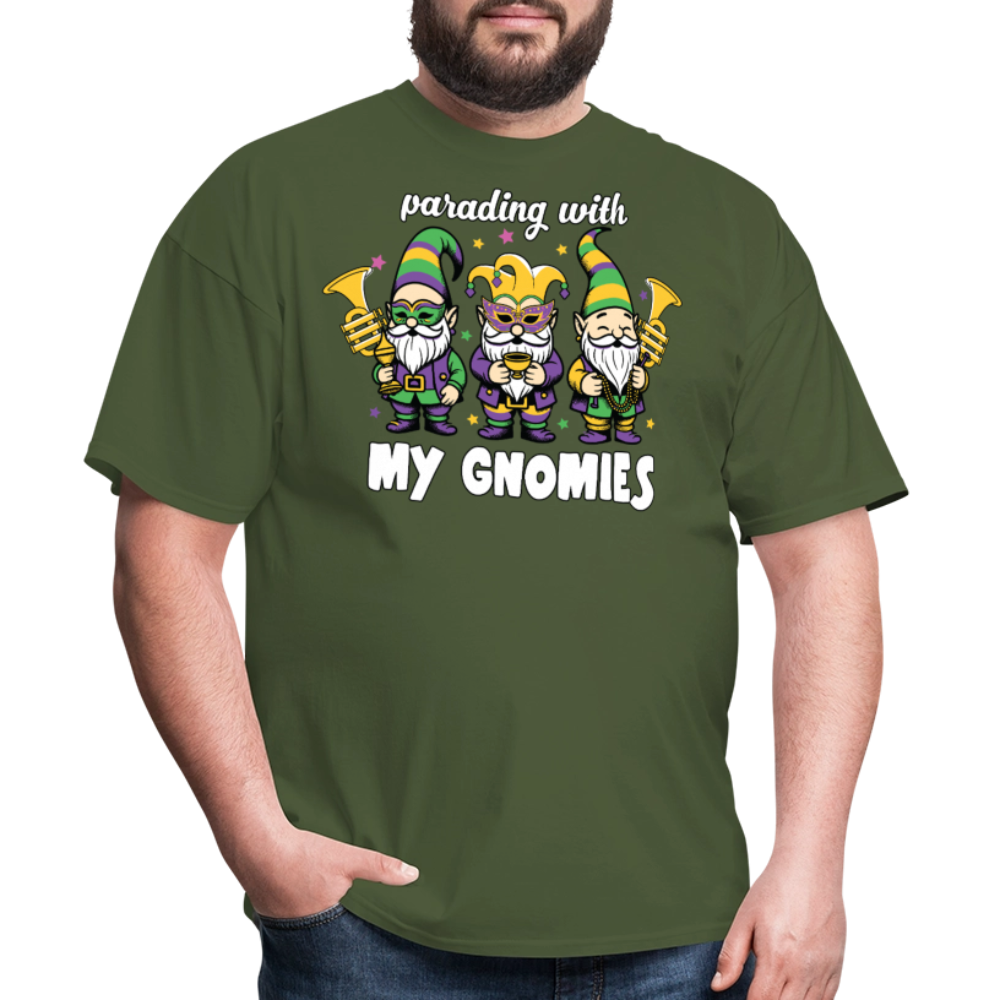 Parading With my Gnomies Festival Shirt Funny Mardi Gras T-shirt - military green