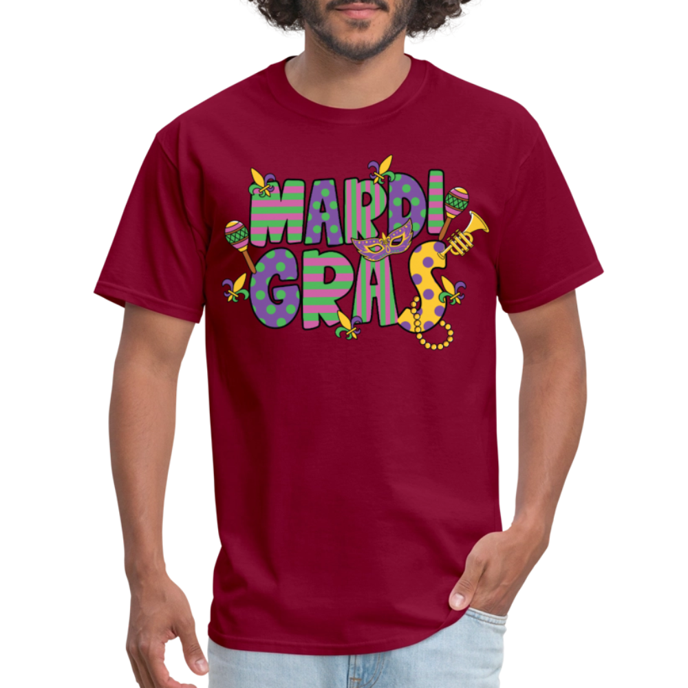 Retro-style Mardi Gras Carnival Tee New Orleans Mardi Gras Party T-shirt - burgundy