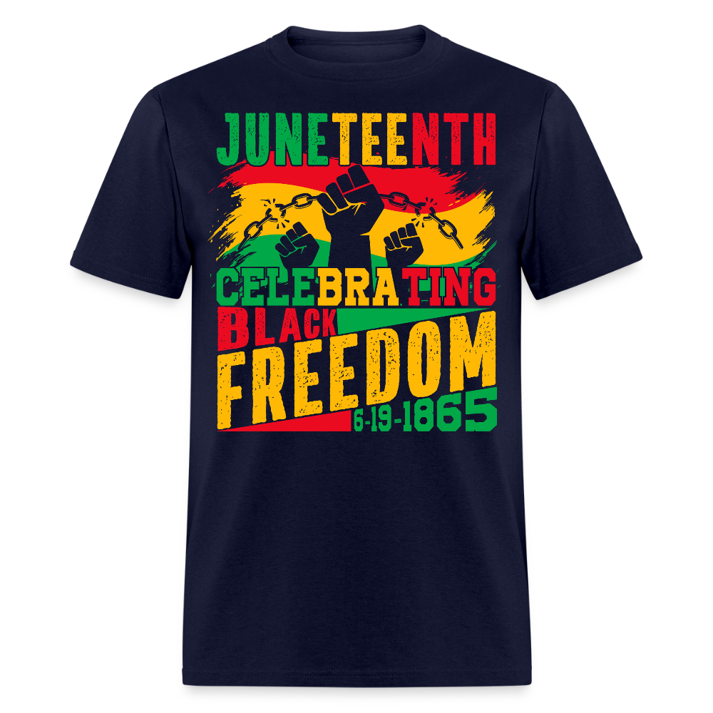 Juneteenth Black Freedom Celebration T-shirt - navy