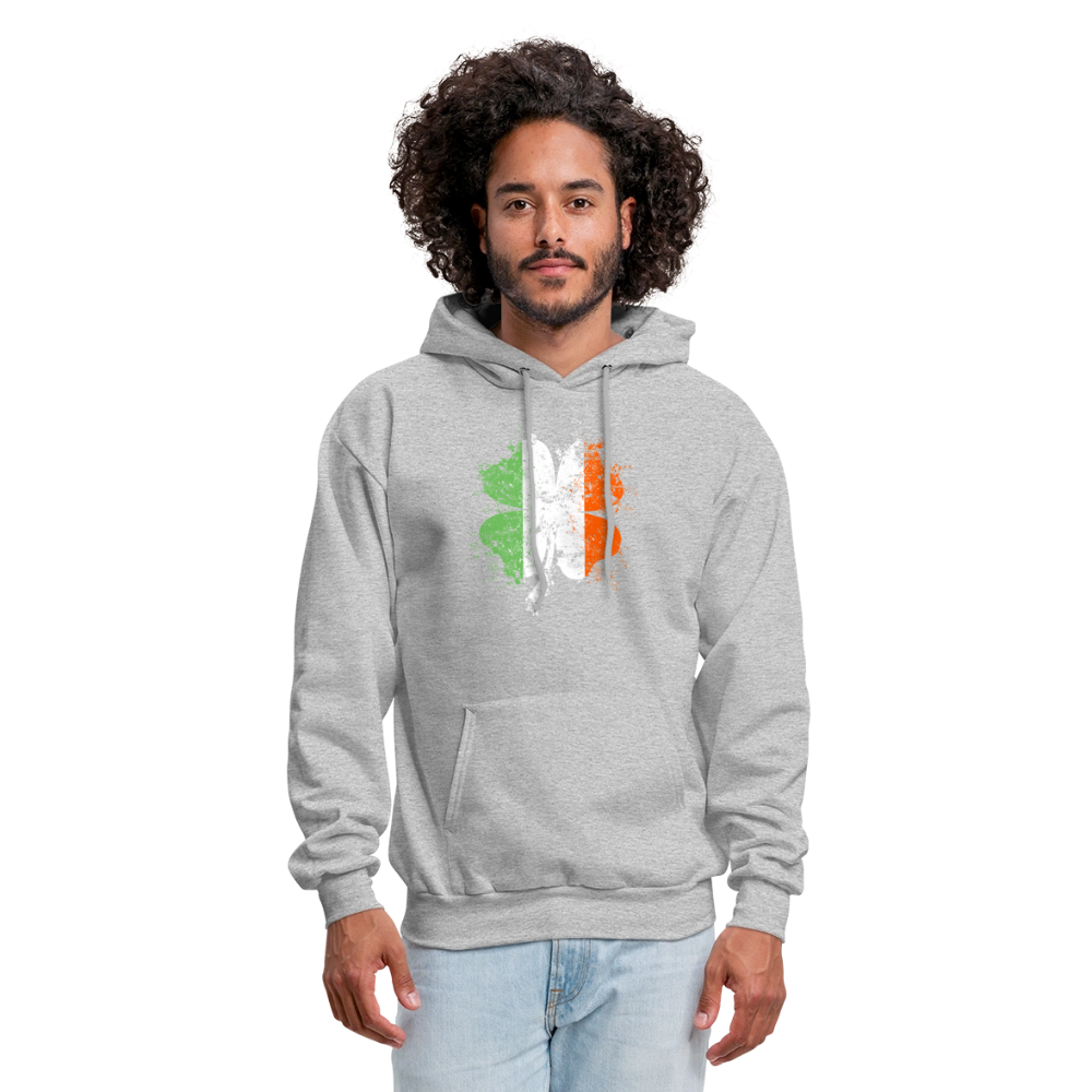 Irish Distressed Shamrock ST Patrick's Day Men's Hoodie - heather gray