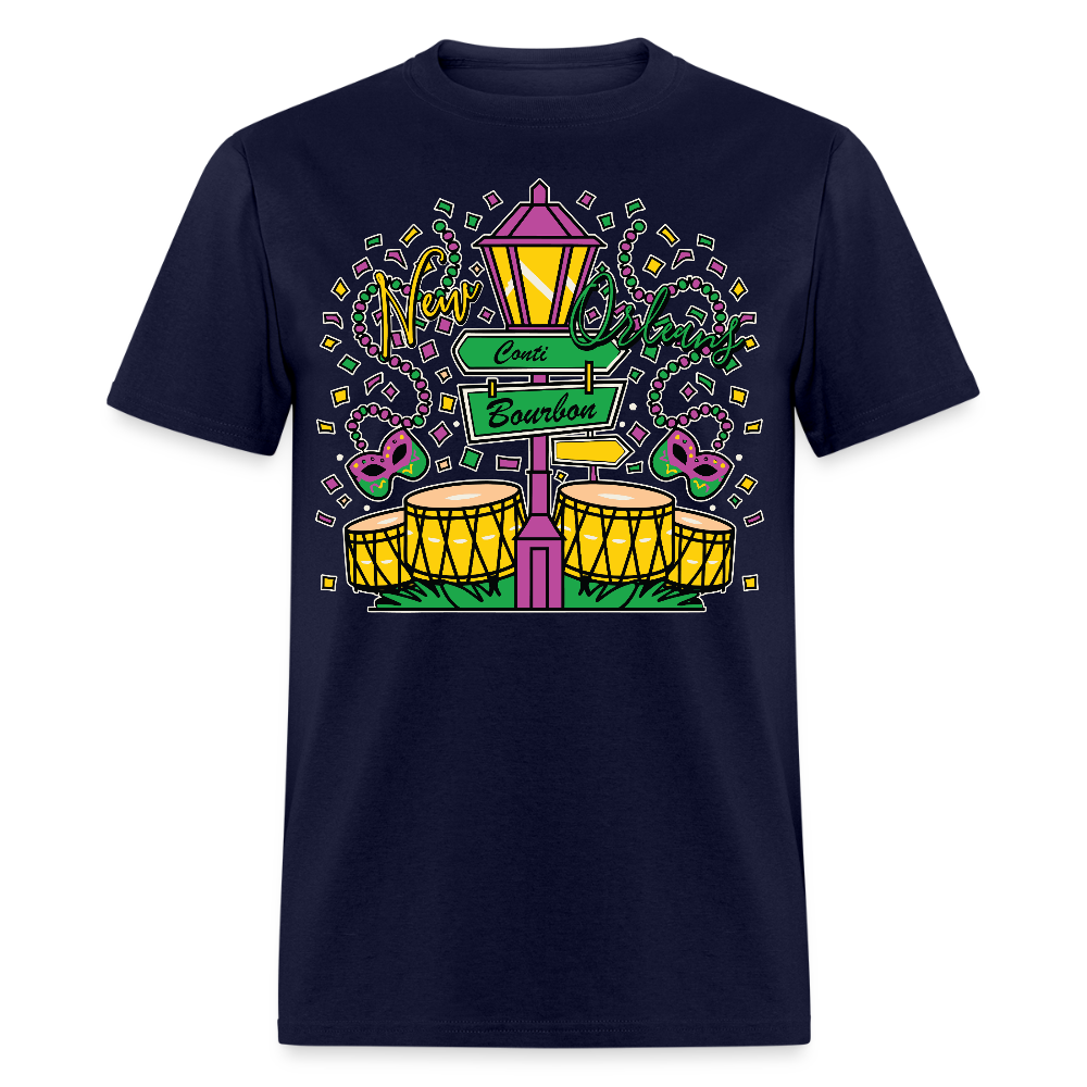 Colorful Bourbon Street Festival Masquerade and Jazz T-shirt - navy