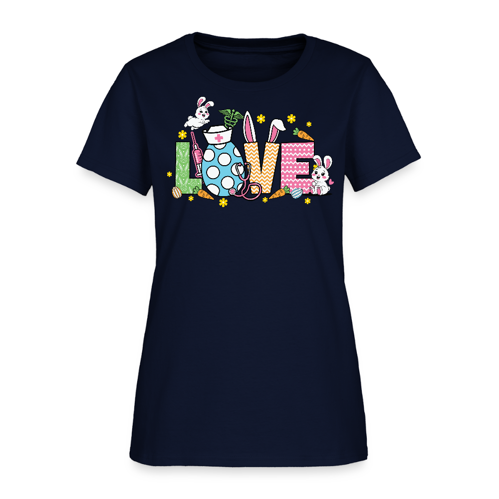 Easter Nurse LOVE Bunny T-Shirt - navy