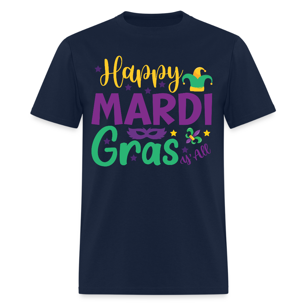 Cute Mardi Gras Shirt Happy Mardi Gras Y'all Classic T-shirt - navy