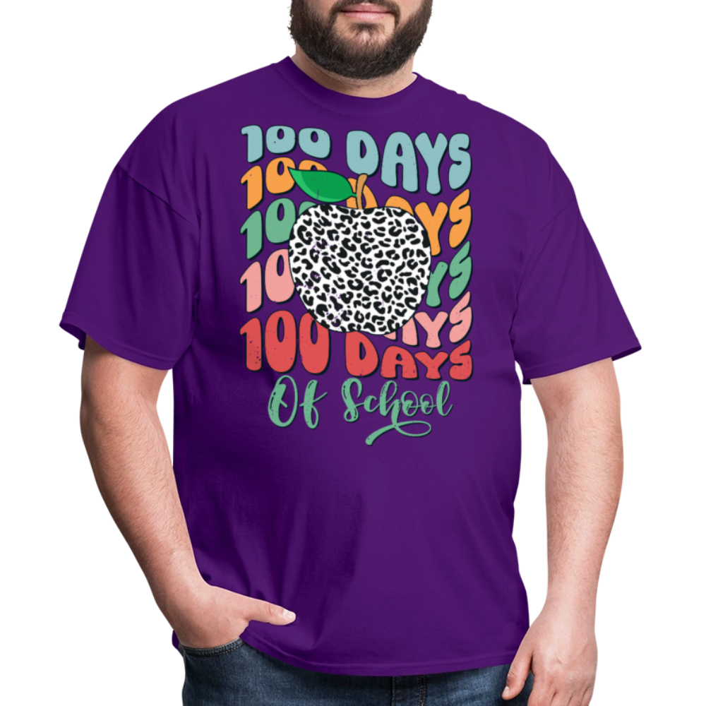 Leopard Print 100 Days of School Tee 100th-day Celebration T-shirt - purple