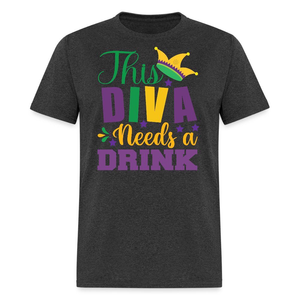 Mardi Gras Diva Drinking Shirt For Women Funny New Orleans T-shirt - heather black