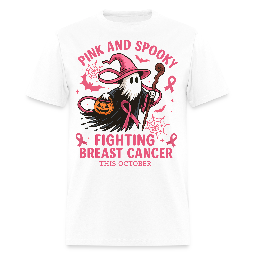 Spooky Pink Breast Cancer Support T-Shirt - white