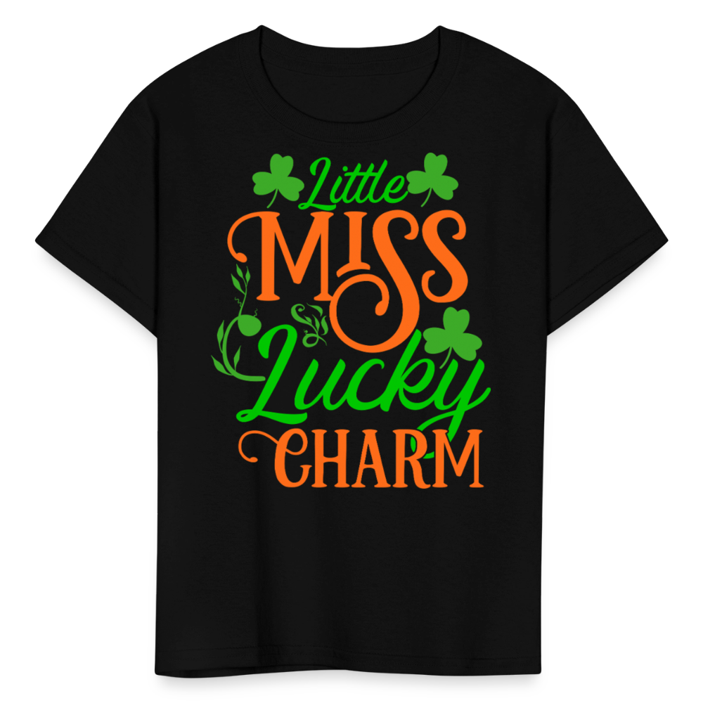 Little Miss Lucky Charm Girls T-shirt - black
