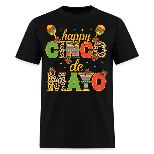 Leopard Print Cinco de Mayo Celebration T-shirt - black