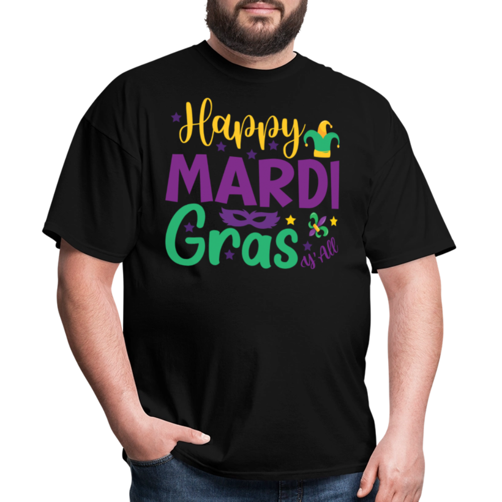 Cute Mardi Gras Shirt Happy Mardi Gras Y'all Classic T-shirt - black