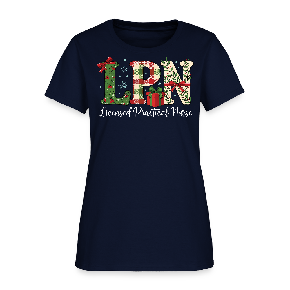 LPN Licensed Practical Nurse Christmas T-Shirt - navy