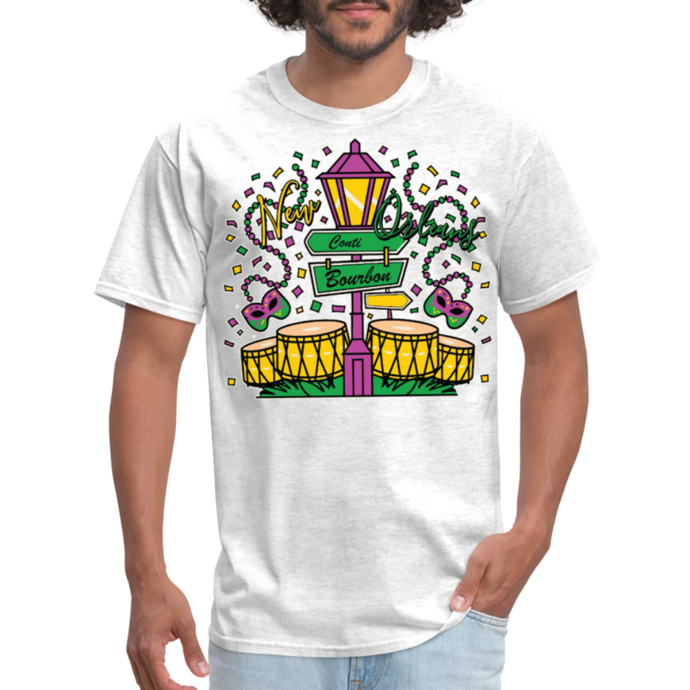 Colorful Bourbon Street Festival Masquerade and Jazz T-shirt - light heather gray