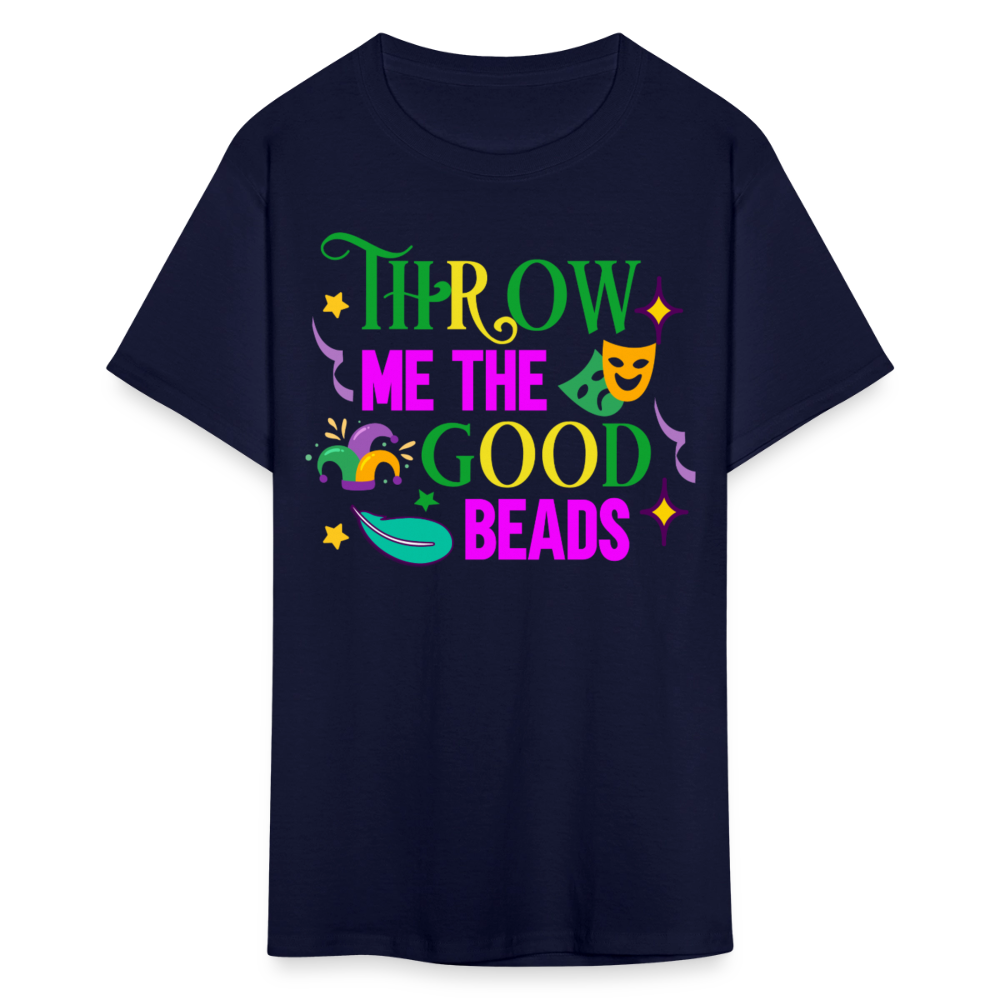 Throw Me The Beads Mardi Gras Unisex T-Shirt - navy