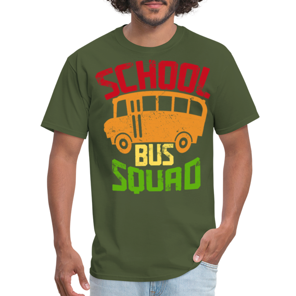 Vintage School Bus Tee for Drivers & Staff School Bus Squad T-shirt - military green