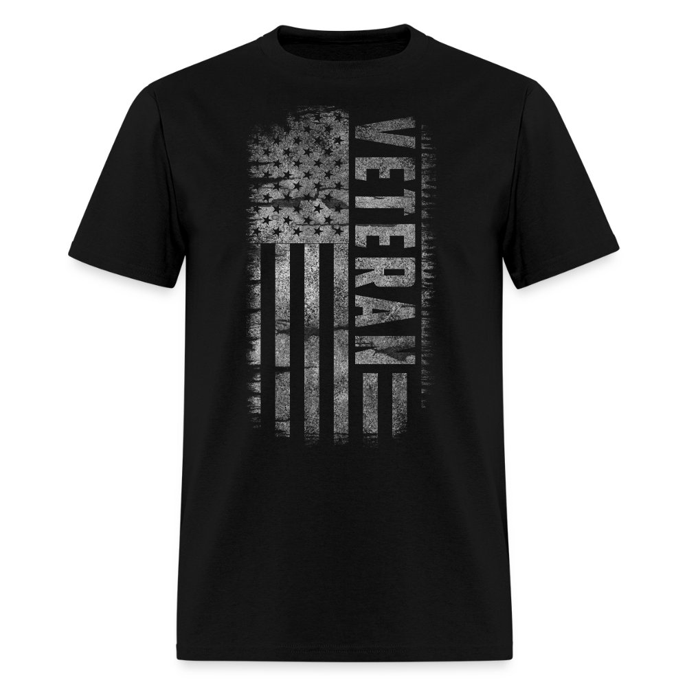 Distressed American Flag Veteran T-Shirt - black