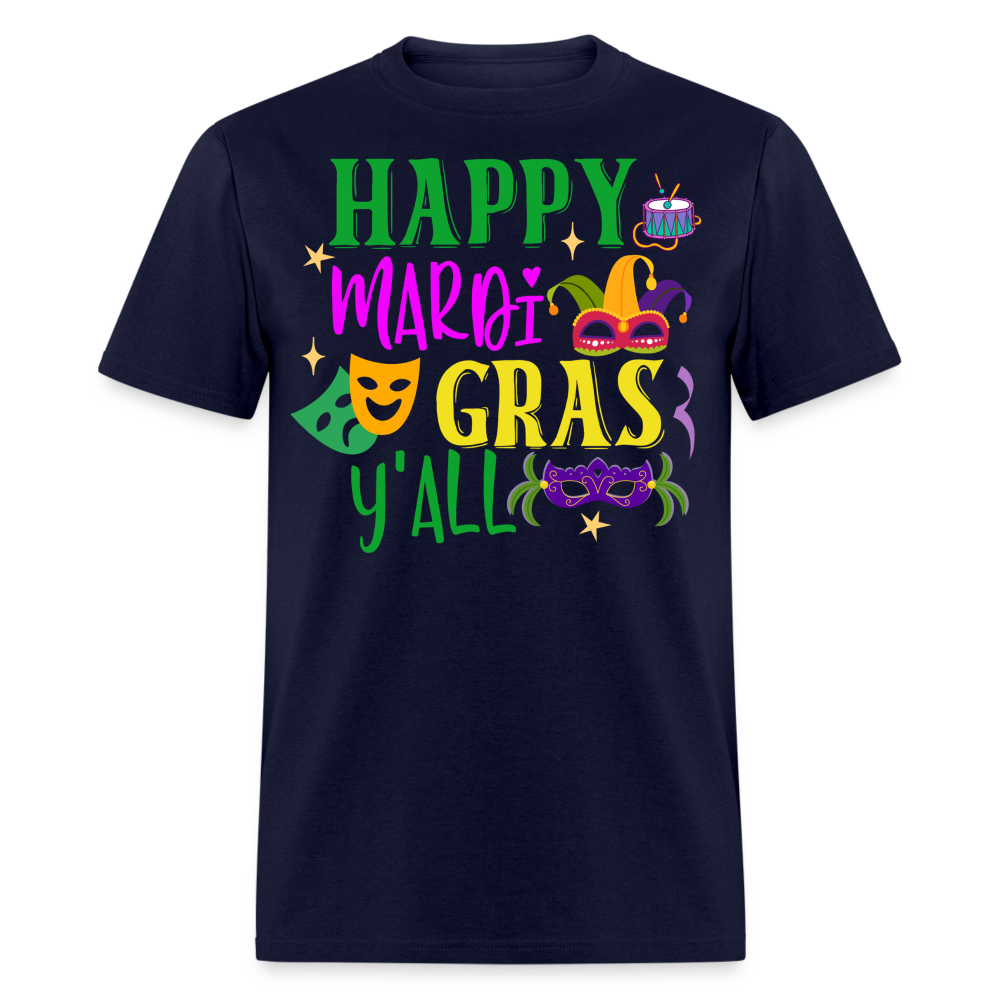 Funny Mardi Gras Y'all Graphic Unisex Classic T-shirt - navy