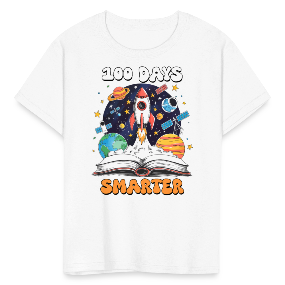 100 Days Smarter Space Themed STEM Learning Kids T-shirt - white