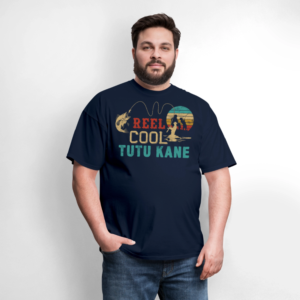Reel Cool Tutu Kane Fishing Hawaiian Grandpa T-shirt - navy