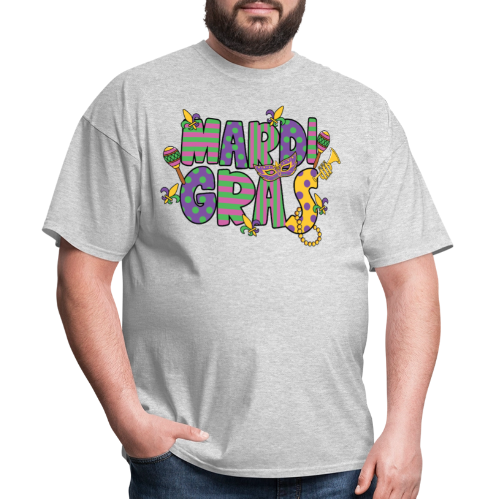 Retro-style Mardi Gras Carnival Tee New Orleans Mardi Gras Party T-shirt - heather gray