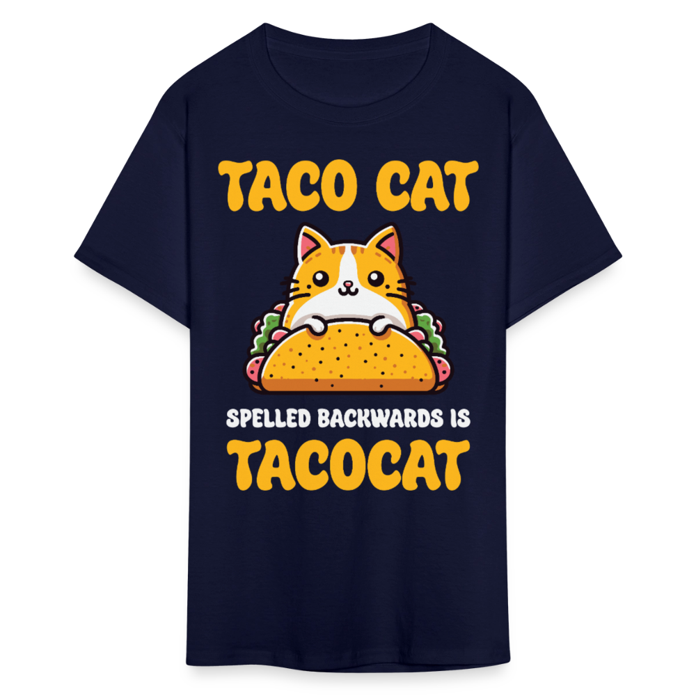 Cute Taco Cat Graphic Tee For Cat Lovers Funny Palindrome T-shirt - navy