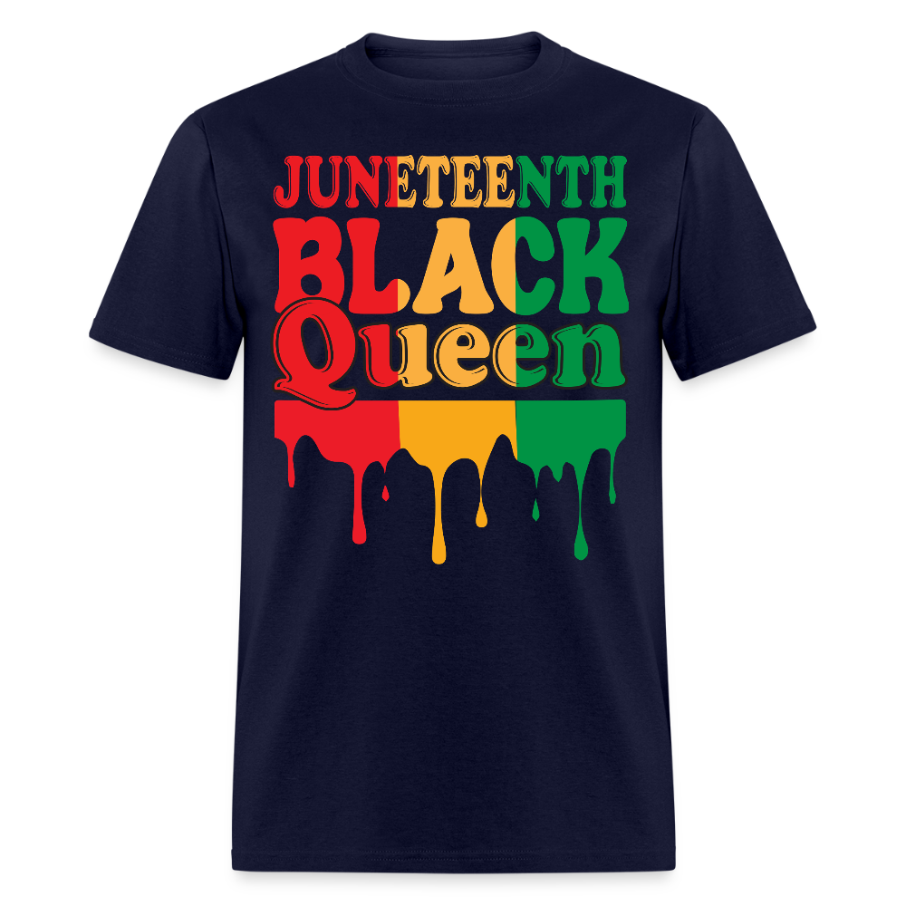 Juneteenth Black Queen African American Pride T-shirt - navy