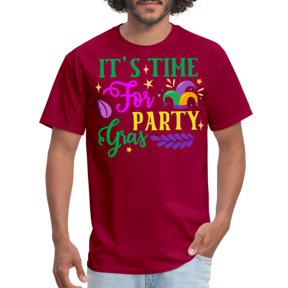 Funny Mardi Gras Festival Tee It's Time for Party Gras T-shirt - dark red