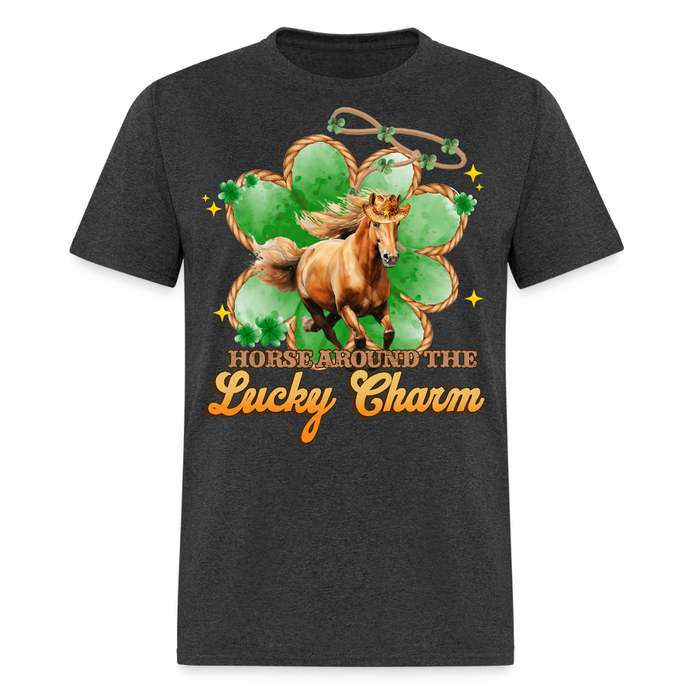 Lucky Charm St Patrick’s Day Horse Lover T-shirt - heather black