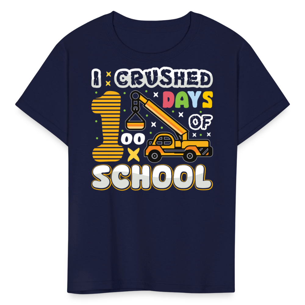 100th Day Of School Shirt For Kids Construction School T-shirt - navy
