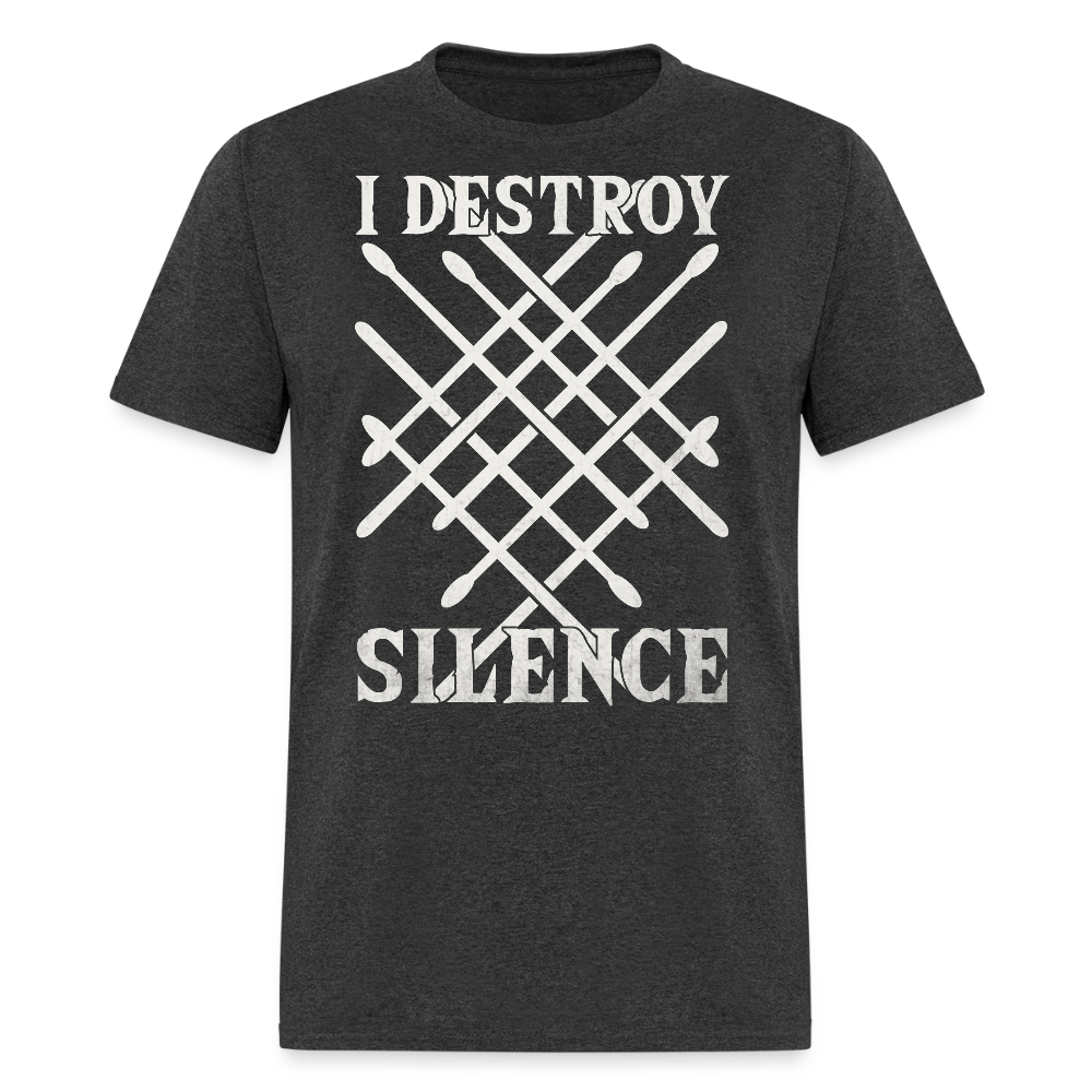 I Destroy Silence Drumsticks T-shirt - heather black