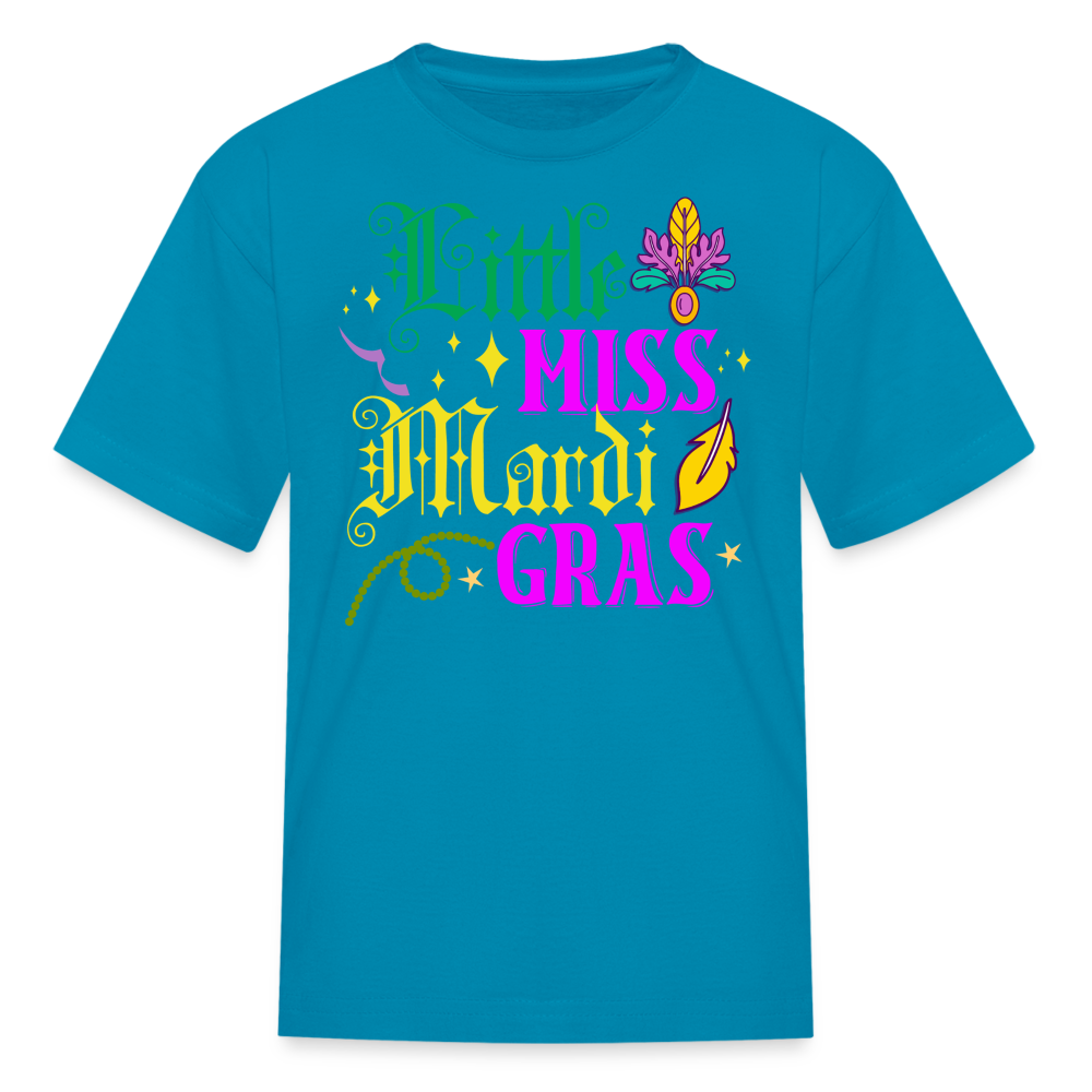 Little Miss Mardi Gras Toddler T-shirt - turquoise