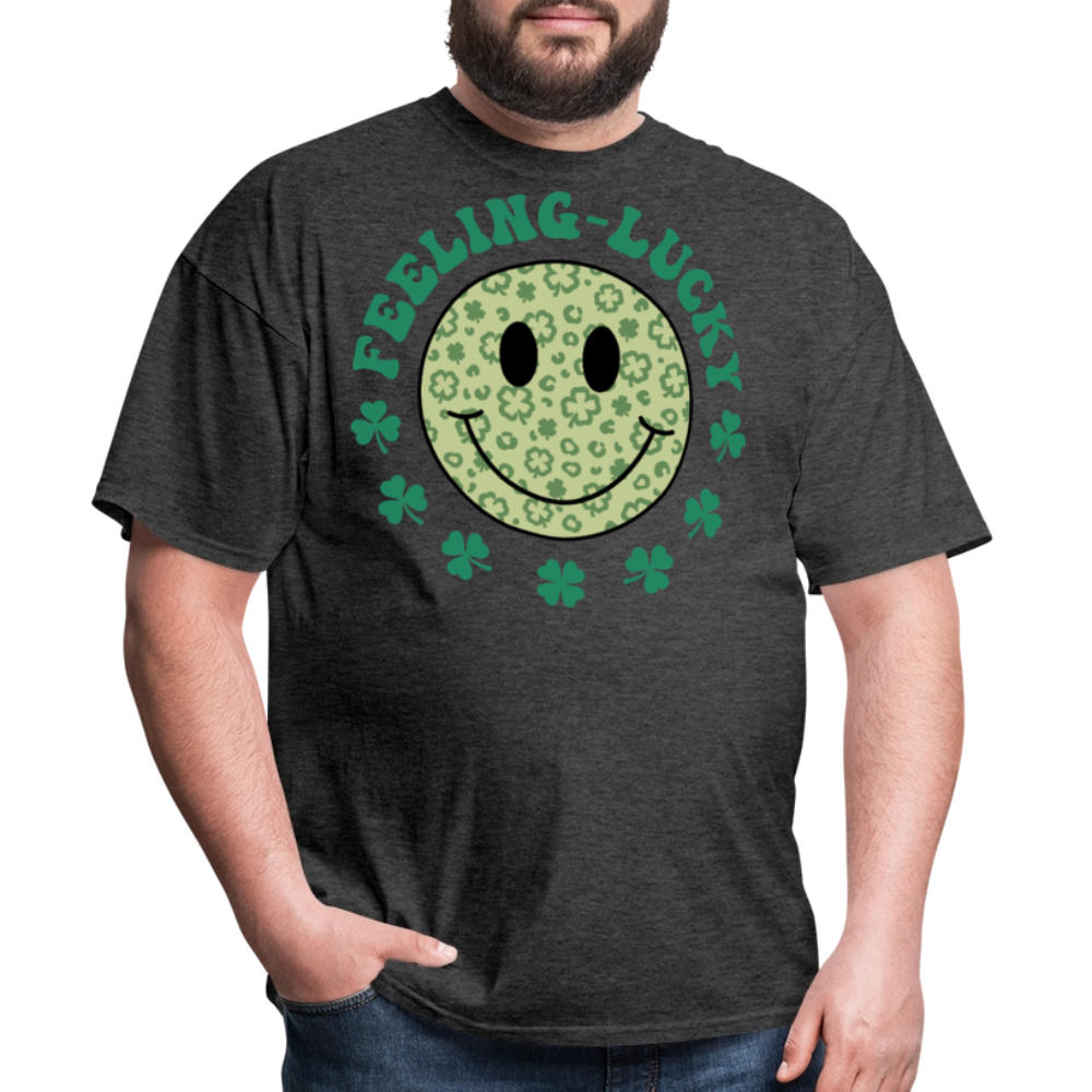 Feeling Lucky St Patrick’s Day Smiley Face T-shirt - heather black